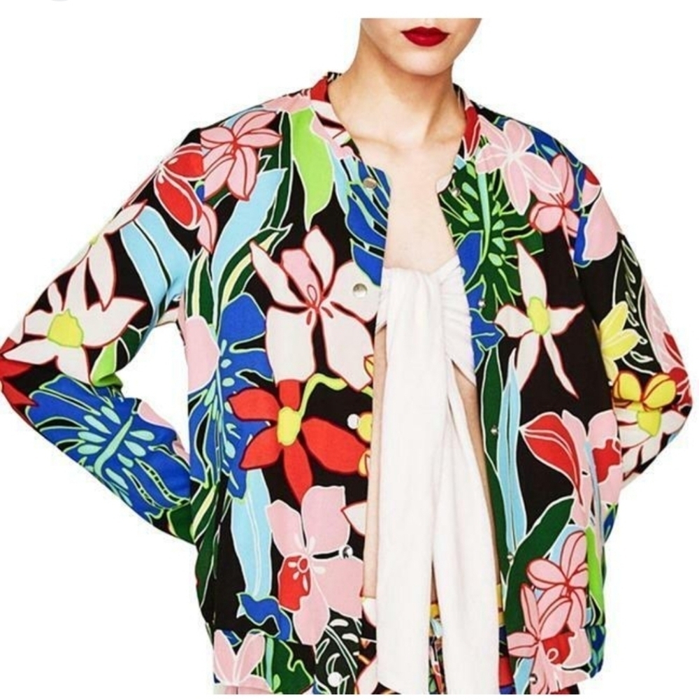 Zara Trf Outwear Floral Jacket